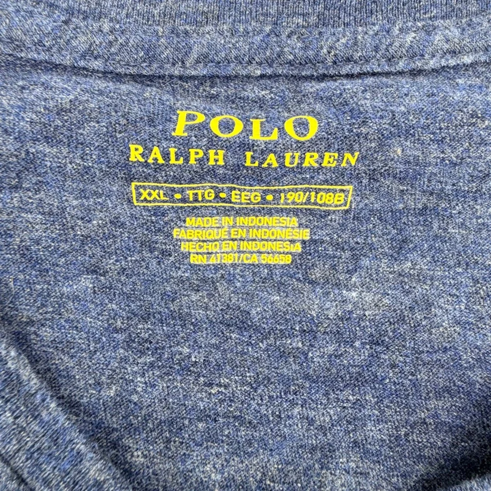 Polo Ralph Lauren V-Neck T-Shirt XXL Heather Blue Pony Logo‎ Casual Mens Tee